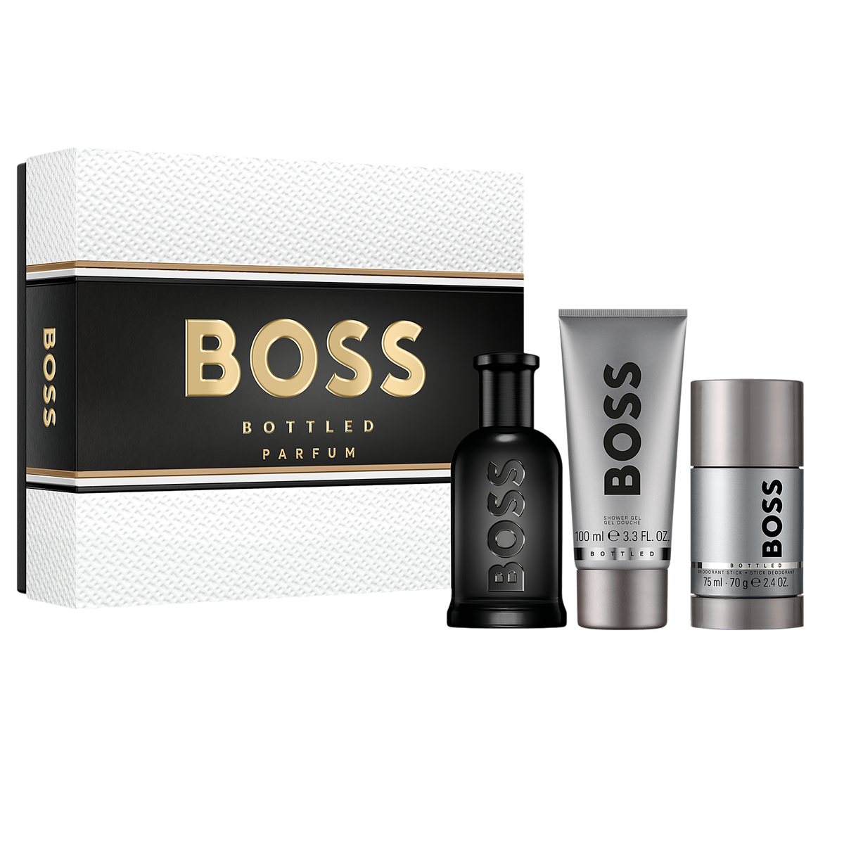 Boss Bottled by Hugo Boss 100ml Parfum 3 Piece Gift Set - Perfume NZ is the leading wholesale distributor of brand name perfumes and fragrances in New Zealand.