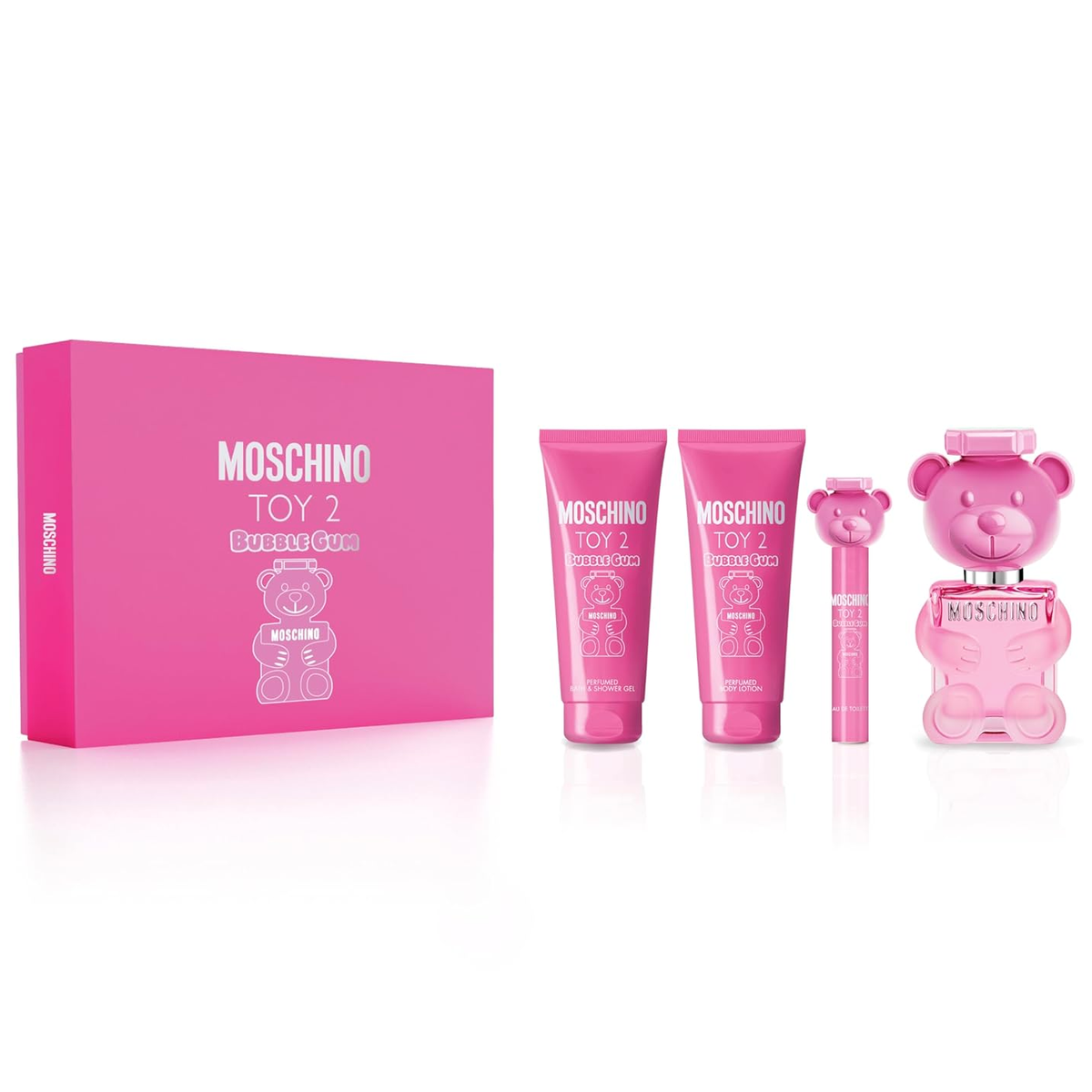 Moschino Toy 2 Bubblegum 100ml EDT 4 Piece Gift Set - Perfume NZ is the leading wholesale distributor of brand name perfumes and fragrances in New Zealand.